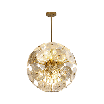 Round Glass Leaves Spherical Chandelier 23.6
