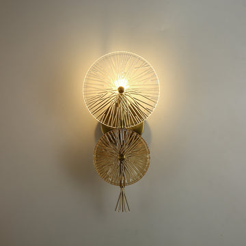 Round Glass Leaves Wall Sconce